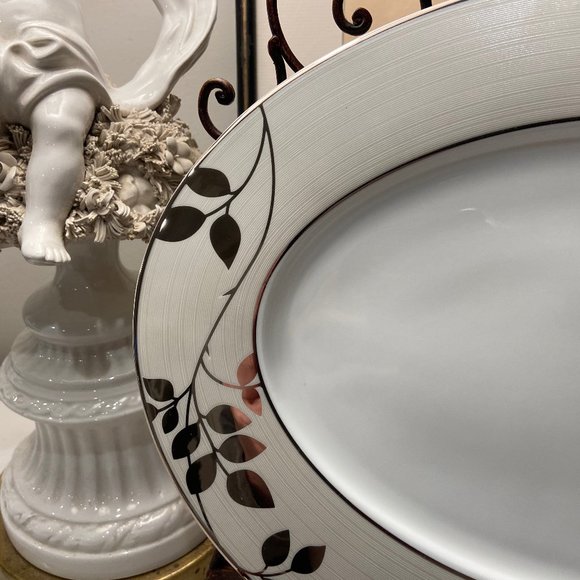 N22-NEW Mikasa Serving Platter Platinum & Cream "Naomi" Pattern - Picture 4 of 7